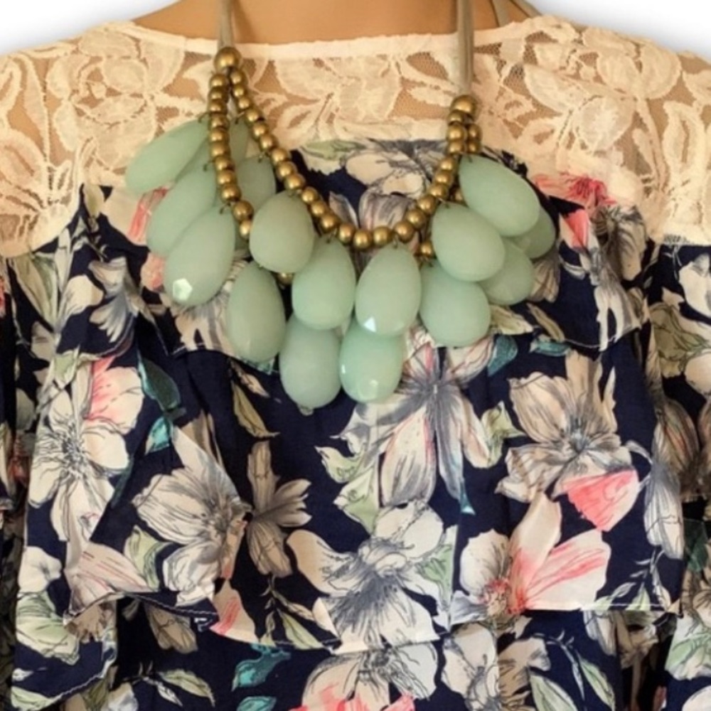 NWOTS GREEN TURQUOISE TONES IN LAYERED NECKLACE